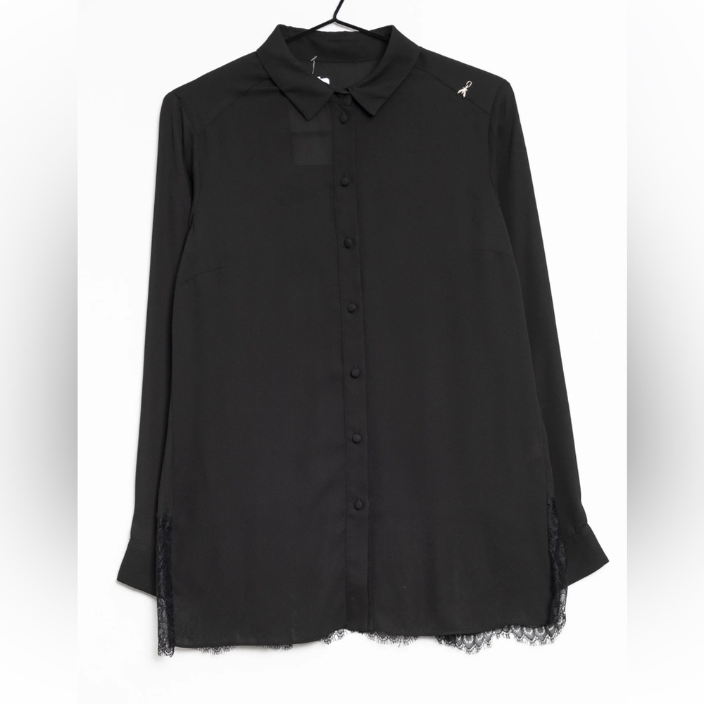 Patrizia Pepe Black Blouse with Lace Detail